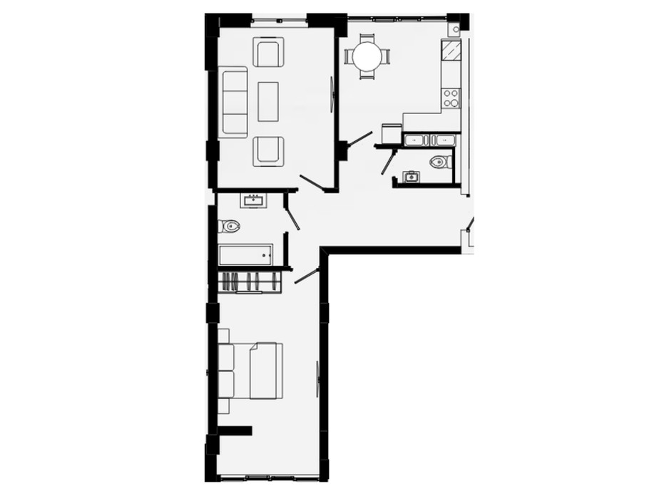 Планування 2-кімнатної квартири в ЖК Comfort Park 68 м², фото 99191 Планування 2-кімнатної квартири в ЖК Comfort Park 68 м², фото 99191