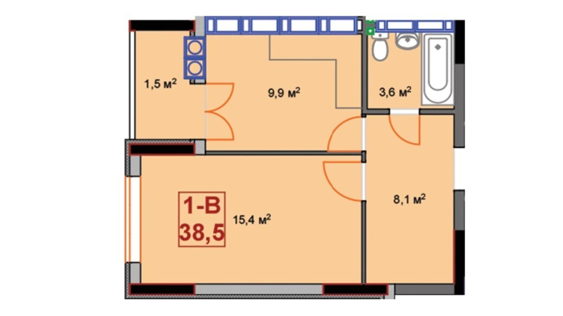 Продается 1-комнатная квартира 39 кв. м в Ирпене, ул. Университетская, 1Т