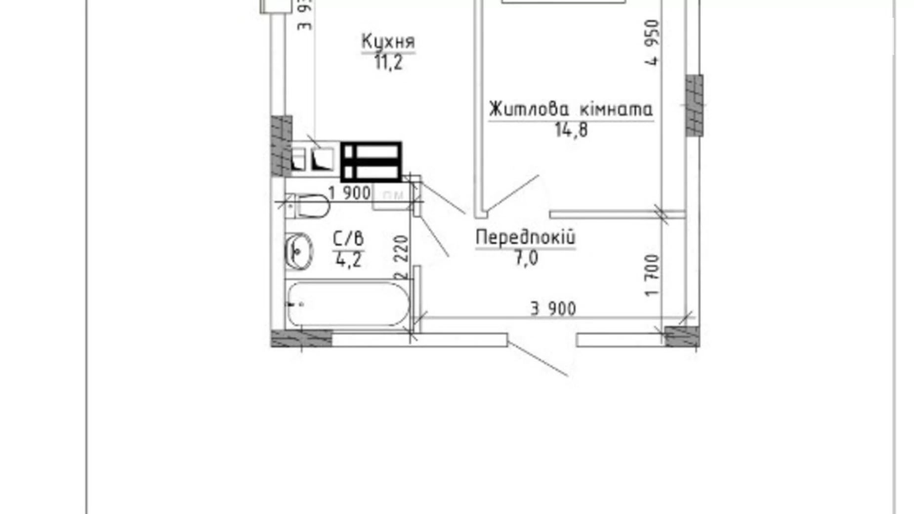 Продается 1-комнатная квартира 37 кв. м в Буче, ул. Бориса Гмыри, 12