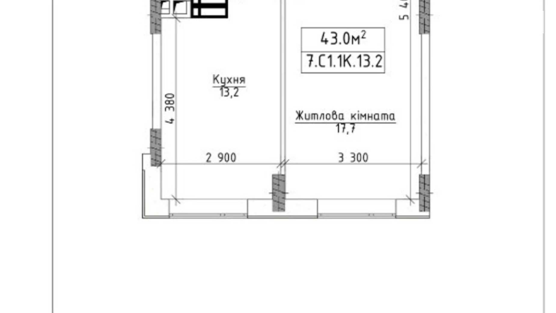 Продається 1-кімнатна квартира 43 кв. м у Бучі, вул. Бориса Гмирі, 14