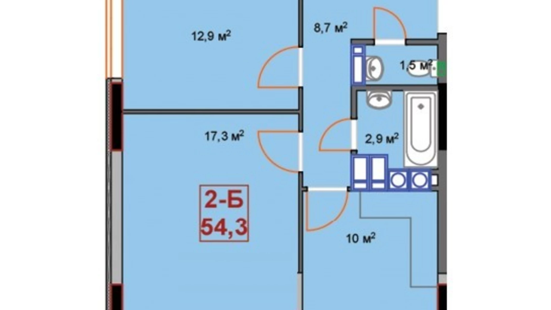 Продається 2-кімнатна квартира 54.3 кв. м у Ірпені, вул. Карла Маркса, 1Т/2