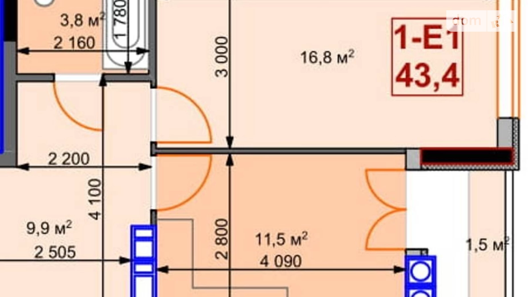 Продается 1-комнатная квартира 43 кв. м в Ирпене, ул. Университетская, 1М