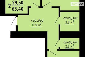Продается 2-комнатная квартира 65.3 кв. м в Тернополе