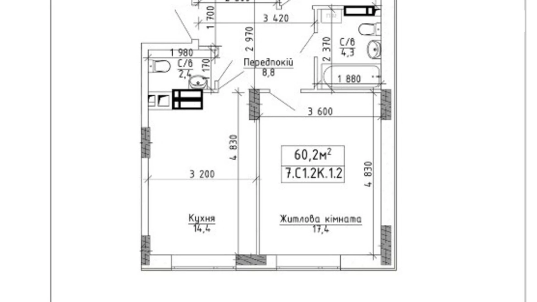 Продается 2-комнатная квартира 61 кв. м в Буче, ул. Бориса Гмыри, 15 - фото 3