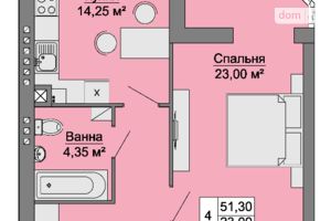 Продается 1-комнатная квартира 51 кв. м в Сторожинце