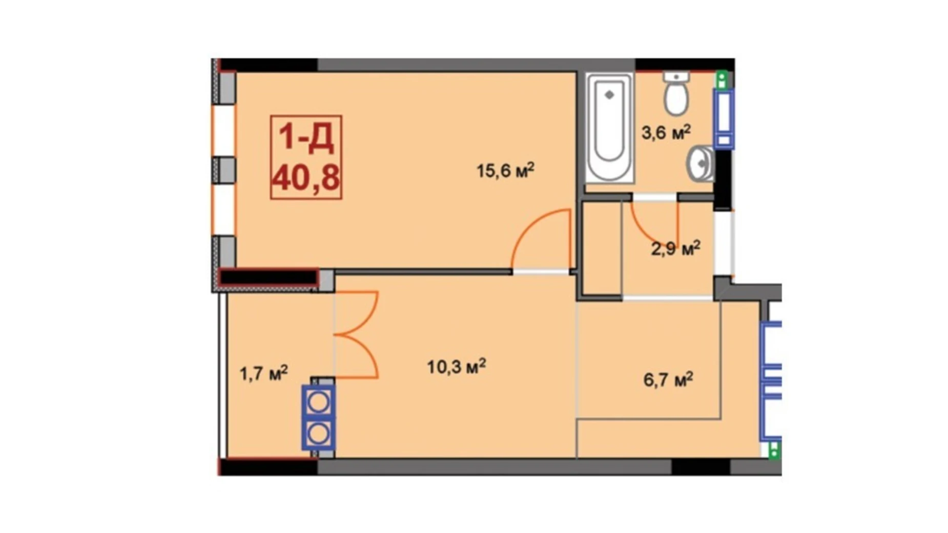 Продается 1-комнатная квартира 46 кв. м в Ирпене, ул. Университетская(Карла Маркса), 1Т/2 - фото 2