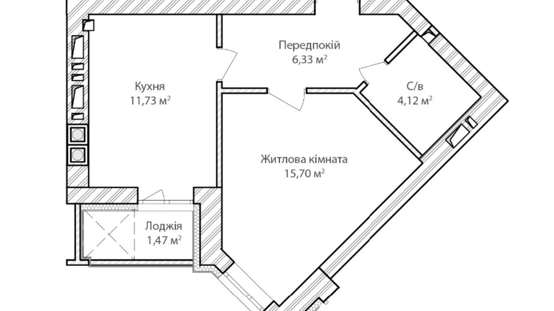 Продается 1-комнатная квартира 39.35 кв. м в Ирпене, пер. Озерный