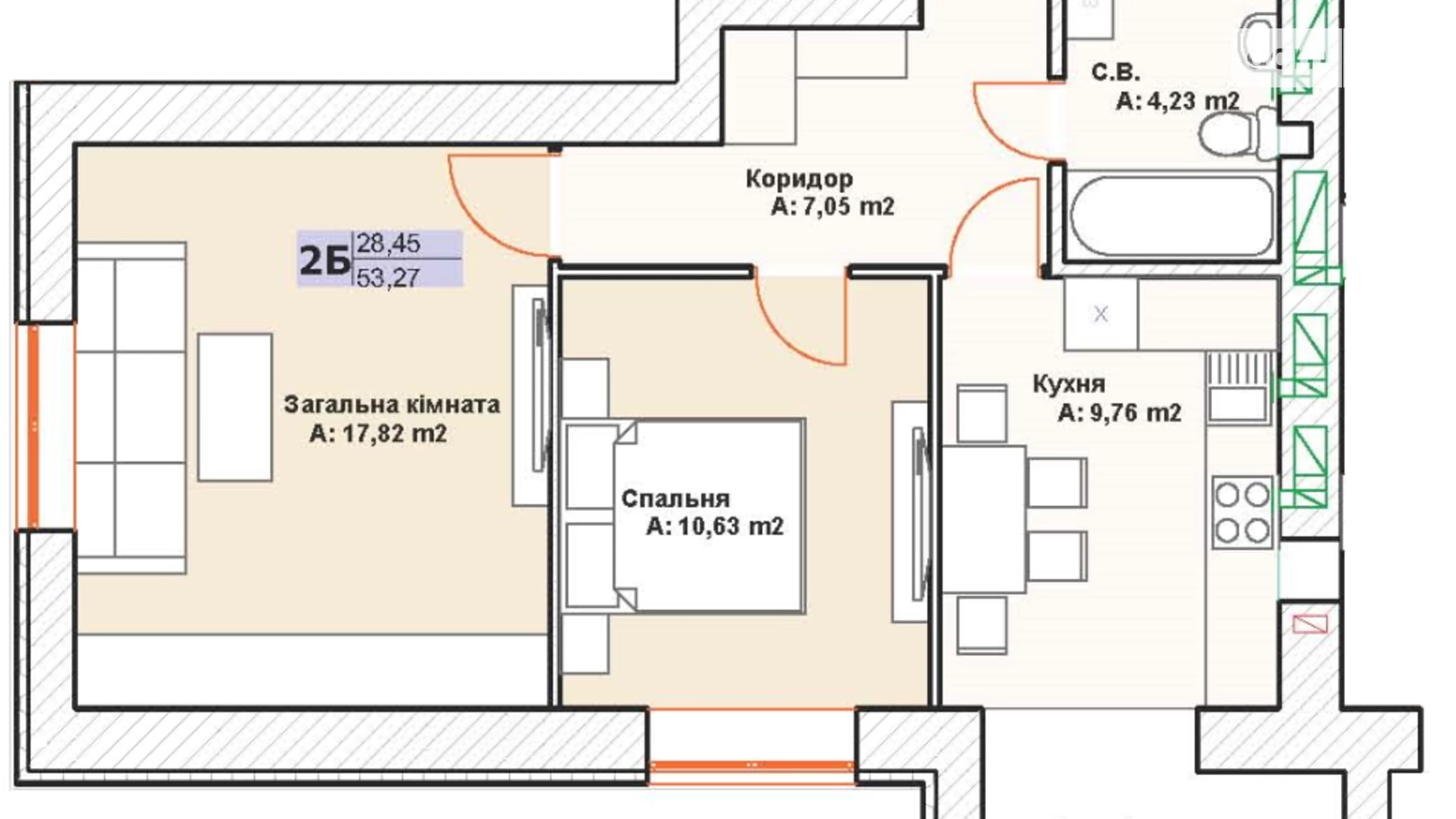 Продается 2-комнатная квартира 53.3 кв. м в Буче, бул. Леонида Бирюкова