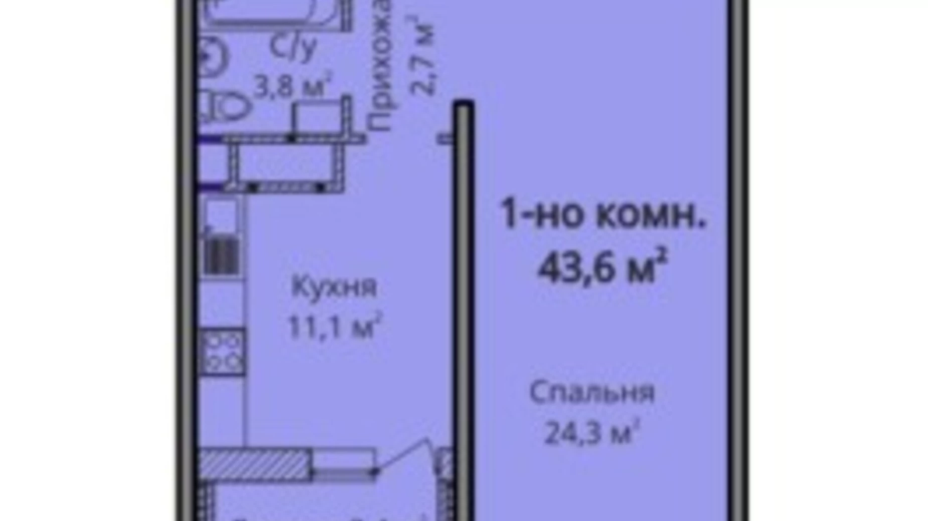 Продається 1-кімнатна квартира 51.9 кв. м у Одесі, вул. Толбухіна, 135