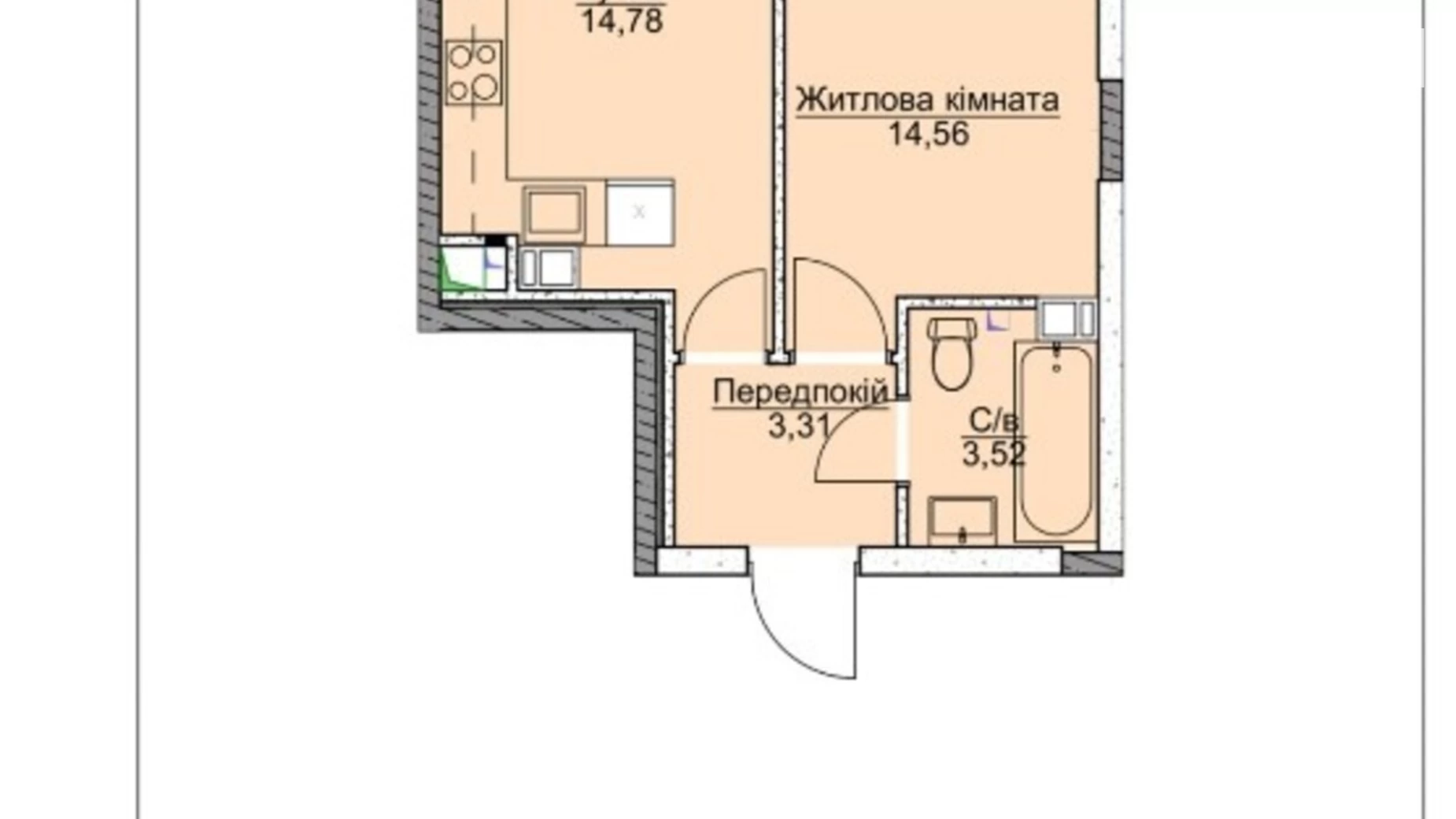 Продается 1-комнатная квартира 37 кв. м в Буче, ул. Бориса Гмыри