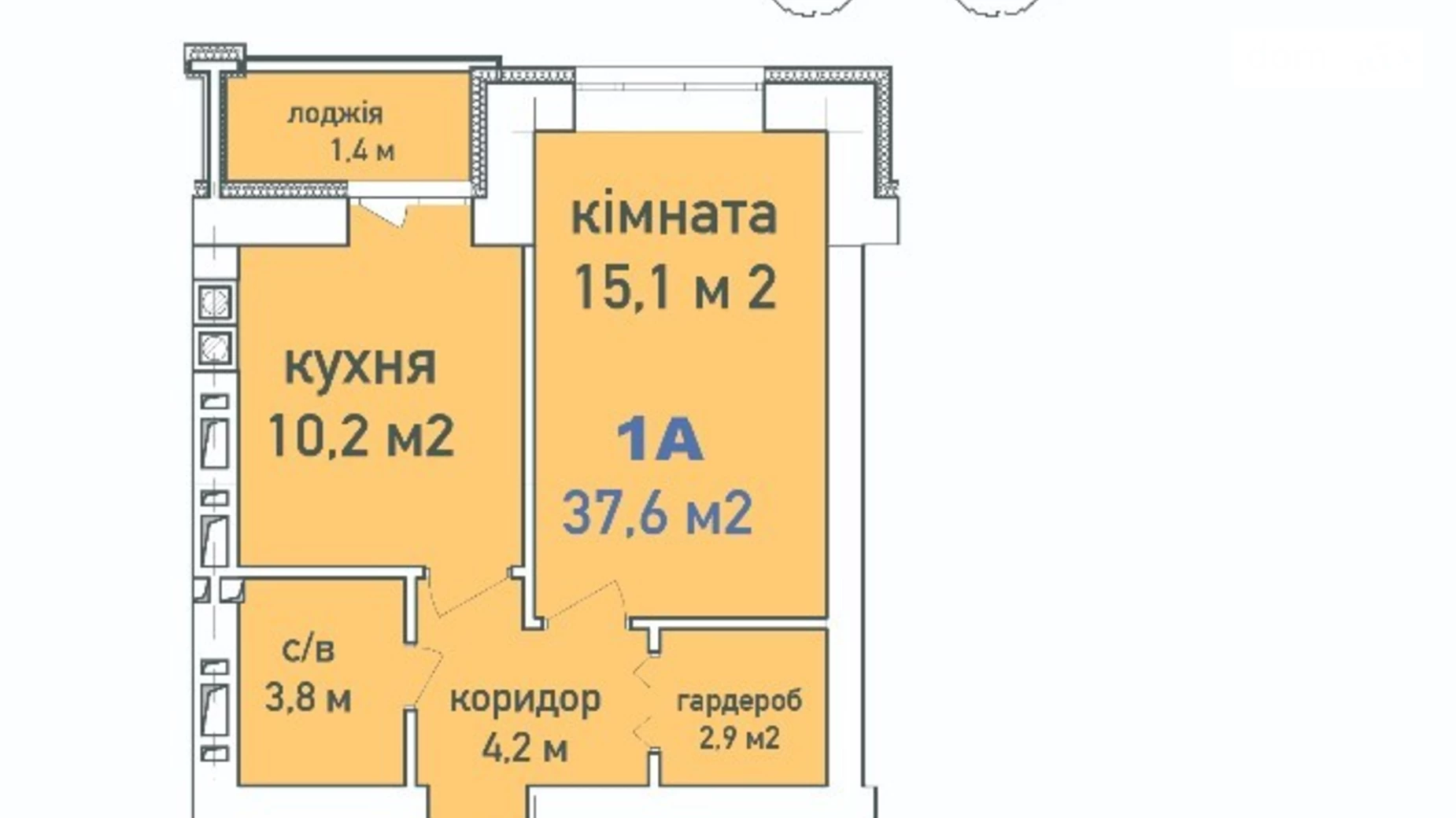 Продается 1-комнатная квартира 38 кв. м в Ирпене, пер. Озерный
