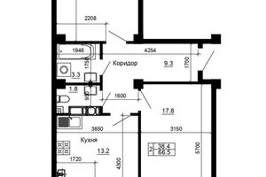 Продается 2-комнатная квартира 66.5 кв. м в Луцке
