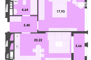 Продается 1-комнатная квартира 51.85 кв. м в Житомире