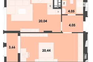 Продается 1-комнатная квартира 52.24 кв. м в Житомире