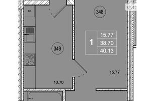 Продается 1-комнатная квартира 40.13 кв. м в Житомире