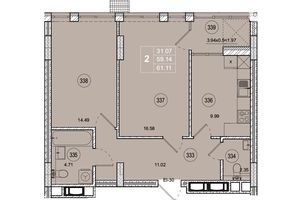 Продается 2-комнатная квартира 61.1 кв. м в Житомире
