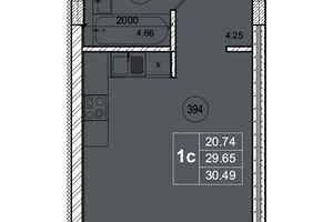 Продается 1-комнатная квартира 30.49 кв. м в Житомире