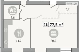 Продается 1-комнатная квартира 77.5 кв. м в Днепре