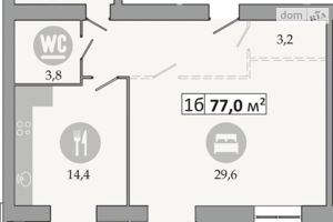 Продается 1-комнатная квартира 77 кв. м в Днепре