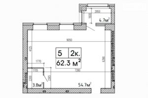 Продається 2-кімнатна квартира 62.3 кв. м у Дніпрі
