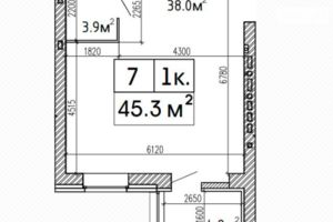 Продається 1-кімнатна квартира 45.3 кв. м у Дніпрі