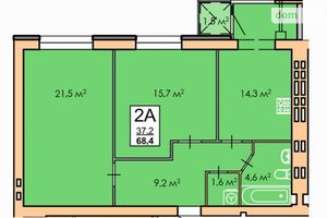 Продается 2-комнатная квартира 68.4 кв. м в Черкассах