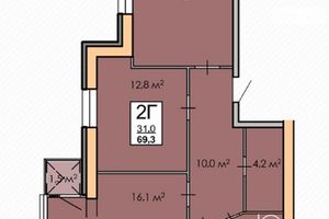 Продается 2-комнатная квартира 69.3 кв. м в Черкассах
