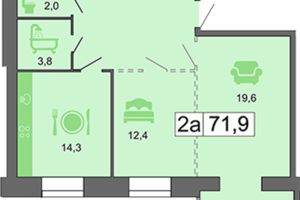 Продається 2-кімнатна квартира 72.1 кв. м у Дніпрі