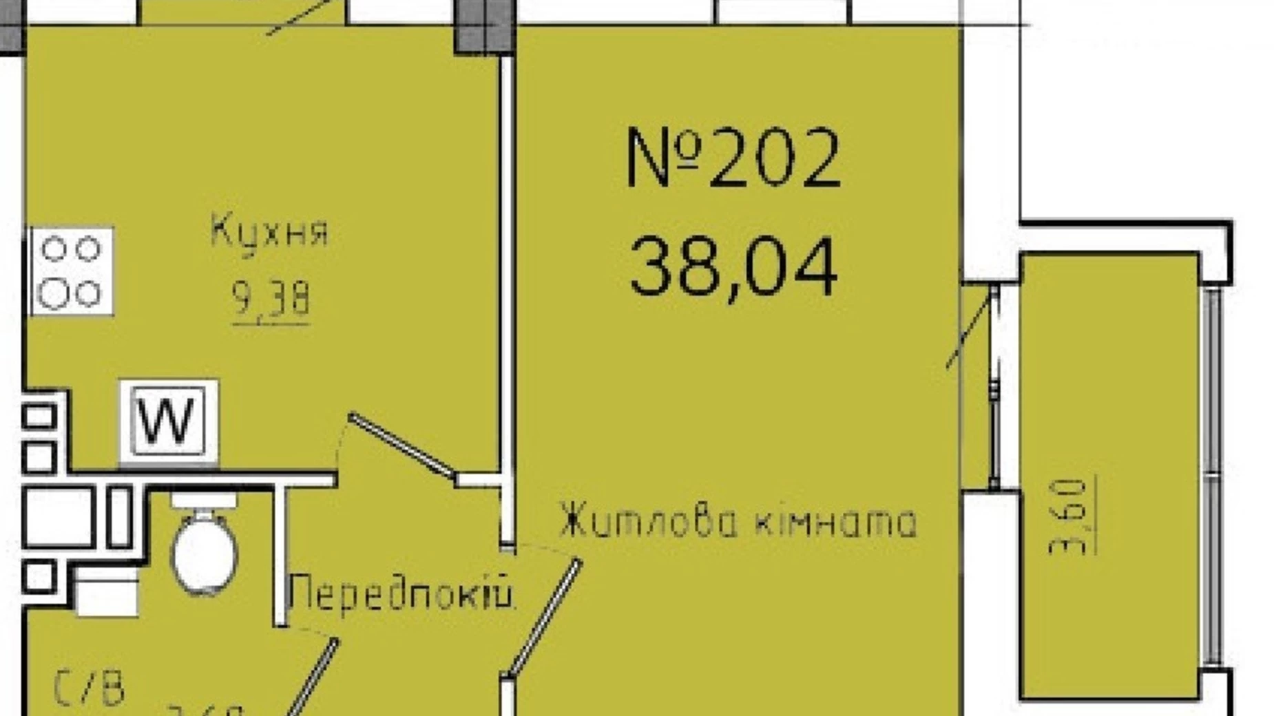 Продається 1-кімнатна квартира 38 кв. м у Одесі, вул. Космонавтів