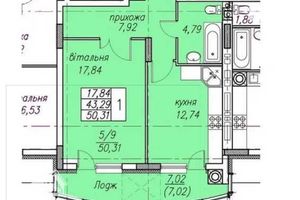 Продается 1-комнатная квартира 51 кв. м в Тернополе