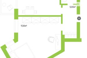 Продается 1-комнатная квартира 39.5 кв. м в Луцке