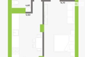 Продается 1-комнатная квартира 40.3 кв. м в Луцке