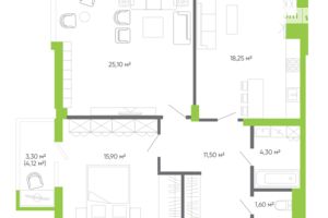 Продается 2-комнатная квартира 80.9 кв. м в Луцке