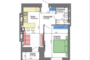 Продается 1-комнатная квартира 39.2 кв. м в Николаеве