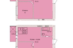 Продается 2-комнатная квартира 48.76 кв. м в Тернополе