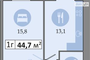Продається 1-кімнатна квартира 44.7 кв. м у Дніпрі
