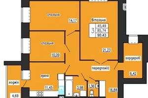 Продается 3-комнатная квартира 90 кв. м в Тернополе