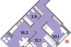 Продается 2-комнатная квартира 54.6 кв. м в Луцке