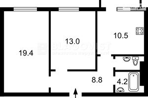 Продается 2-комнатная квартира 61 кв. м в Киеве