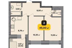 Продається 1-кімнатна квартира 45 кв. м у Хмельницькому