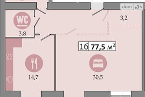Продається 1-кімнатна квартира 77.5 кв. м у Дніпрі