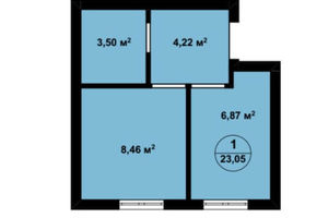 Продается 1-комнатная квартира 23.05 кв. м в Киево-Святошинске
