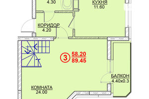 Продается 3-комнатная квартира 89.44 кв. м в Вышгороде