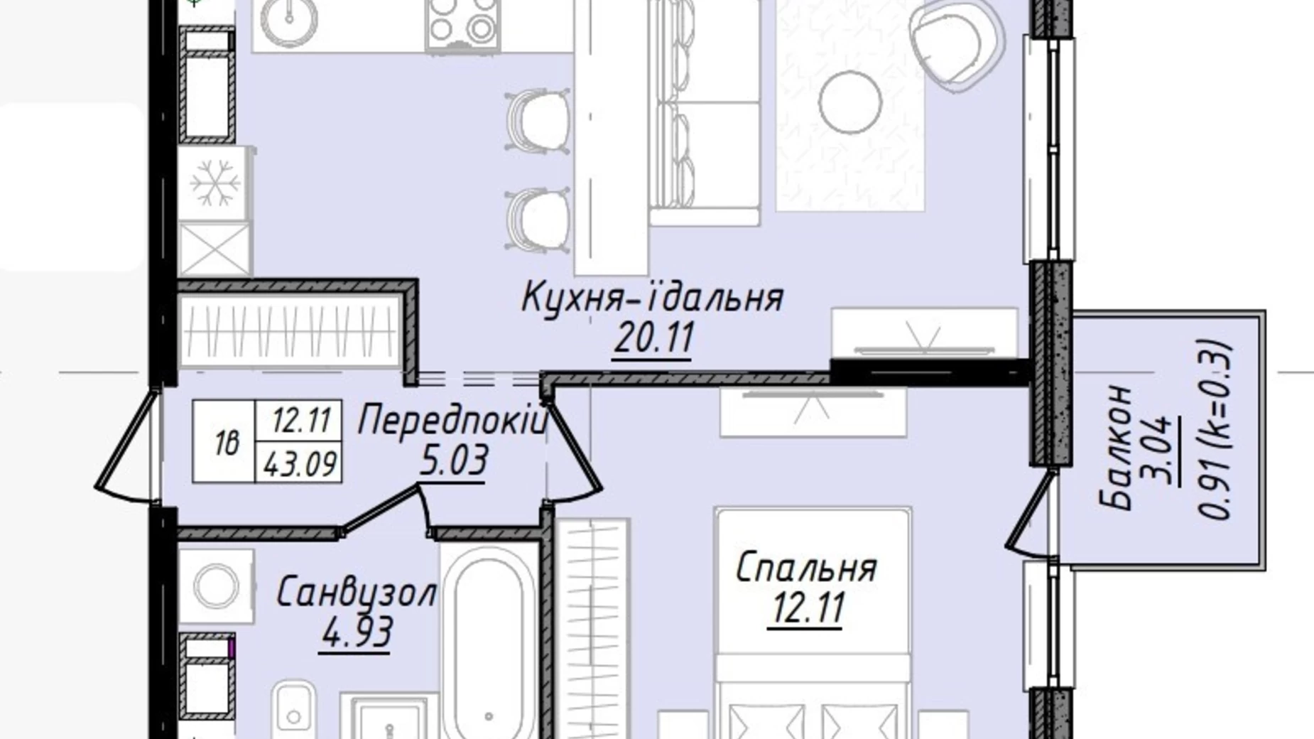 Продается 1-комнатная квартира 43 кв. м в Одессе, ул. Варненская