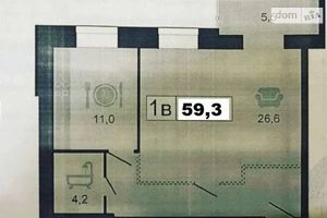 Продається 2-кімнатна квартира 59 кв. м у Дніпрі