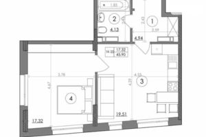 Продается 1-комнатная квартира 45.9 кв. м в Киеве