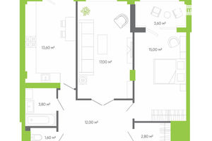 Продается 2-комнатная квартира 71.9 кв. м в Луцке