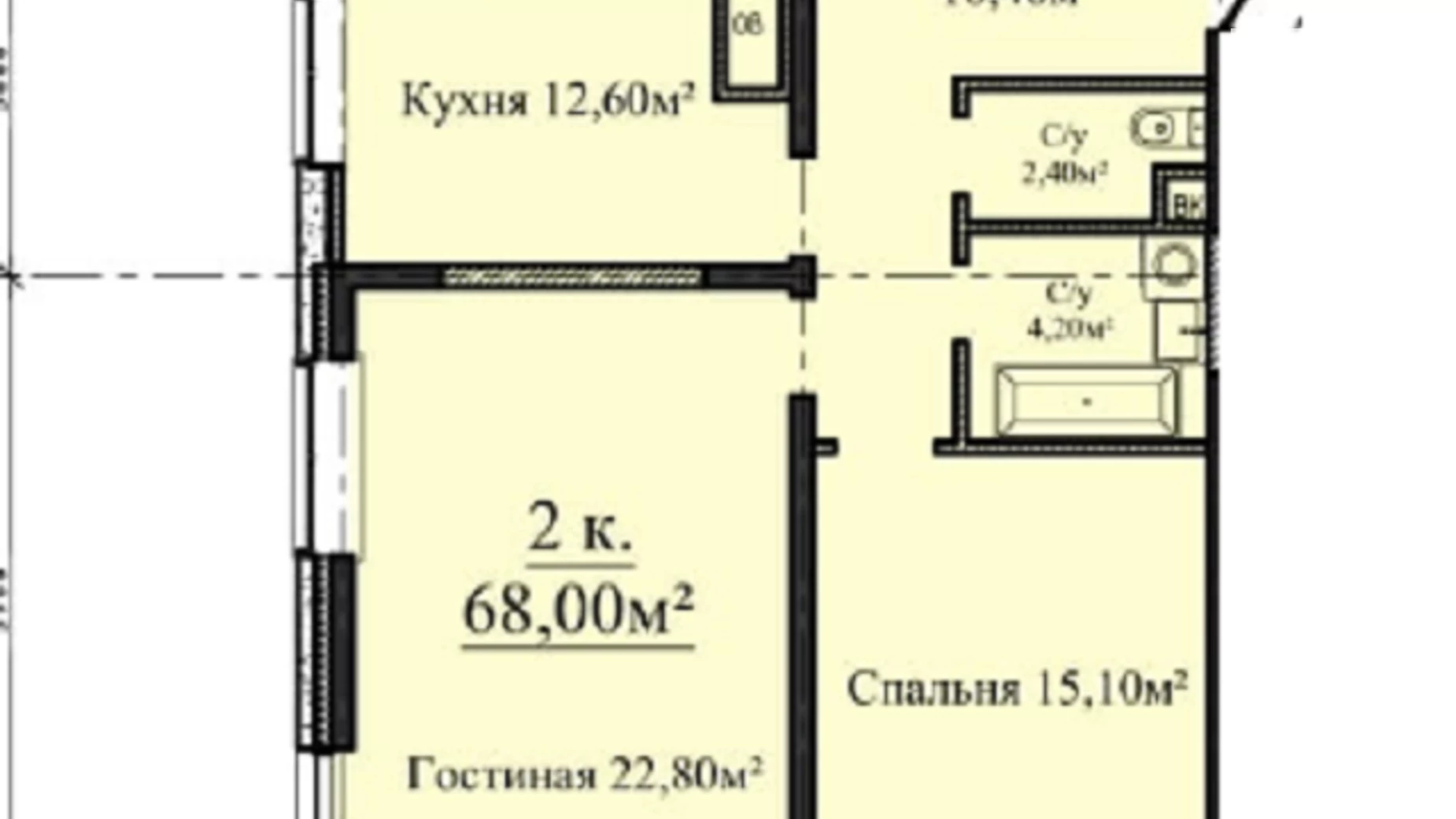 Продається 2-кімнатна квартира 68 кв. м у Одесі, плато Гагарінське