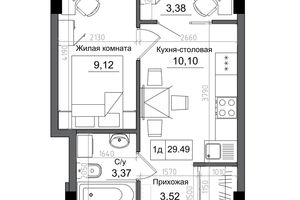 Продається 1-кімнатна квартира 29.49 кв. м у Одесі