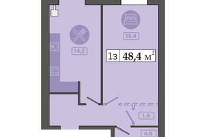 Продается 1-комнатная квартира 48.4 кв. м в Днепре